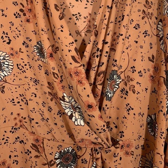 Addition Elle Floral Wrap Blouse in Brown and Black - Picture 7 of 11